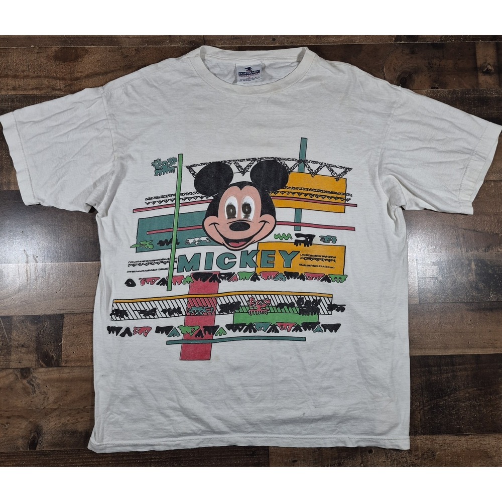 Vintage 80s Disney Mickey Mouse Shirt Men Medium White Single Stitch Moving Eyes